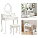 Vanity Table Set with Oval Mirror and 4 Drawers