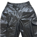 Good American Faux Leather Cargo Jogger Pants, Size 15