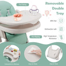 Baby Folding High Chair Dining Chair with Adjustable Height and Footrest-Green
