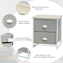 Metal Frame Nightstand Side Table Storage with 2 Drawers-Gray