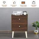 2-Drawer Nightstand Beside End Side Table with Rubber Legs