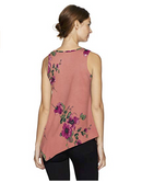 Star Vixen Womens Sleeveless Hanky Hem Top in Mauve w/ Necklace - Size Large