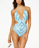 Bar III Crystal Plunge Cutout Monokini One-Piece Swimsuit, Size Small