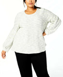 Style & Co Women's Plus Size French Terry Bishop-Sleeve Top,Size 0X