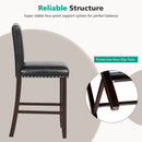 Set of 2 Linen Fabric Bar Stools with Back for Kitchen Island