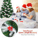 Unlit Snowy Hinged Christmas Tree with Mixed Tips and Red Berries