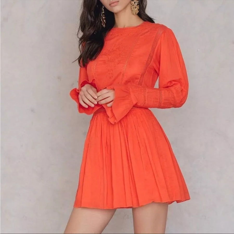 free people long sleeve embroidered dress Diamond Head Embroidered Shirt Dress