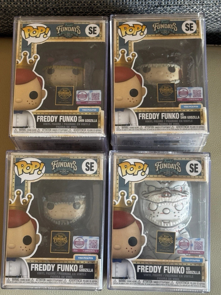 Fundays: Quest for the Grail - Atlantis 2026 Freddy Funko Godzilla FULL SET OF 4 with Protector & Guaranteed Mint LE1150