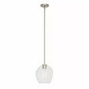 Cresswell Lighting 9in Modern Brushed Nickel Clear Glass Round Mini Pendant Ceili