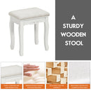Wood Vanity Table Set with Oval Mirror and 4 Drawers for Kids Girls Women-White
