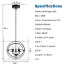 20 Inch 5 Lights Metal Chandelier with Pivoting Interlocking Rings