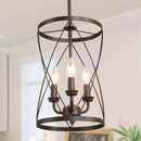 Lnc Farmhouse Chandelier Bronze Industrial 3-Light Drum Cage Candlestick Dining