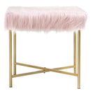 Faux Fur Ottoman Decorative Stool with Metal Legs