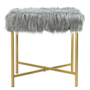 Faux Fur Ottoman Decorative Stool with Metal Legs
