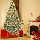 6 Feet Pre-lit Snow Flocked Hinged Christmas Tree with 928 Tips and Metal Stand