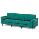 3-Seat Modular Sofa with Storage Pocket and Metal Legs