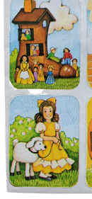 Whimsical Melodies: Vintage 80s Fasson Cards Stickers - Nursery Rhymes 1-Sheet