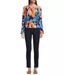 Ralph Lauren Floral Womens Multicolor Ruffle Peplum Off the Shoulder top, size M