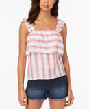 Almost Famous Juniors Striped Ruffle-Trimmed Tank Top
