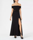 Sequin Hearts Juniors Off The Shoulder Gown Black, Size 1