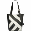 Calvin Klein Karsyn White Black Nappa Leather Stud Belted North/South Tote