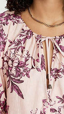 Free People Womens Sunbaked Swing Dress, Peach Combo, Pink, Floral, Small