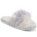 Jenni Critter Cat Ears Faux-Fur Scuff Womens Slide Slippers – Grey- Small(5–6)