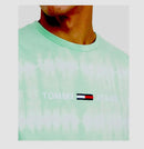 Tommy Jeans Mens Green Tie Dye Classic Fit T-Shirt, Size Medium