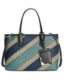 Calvin Klein Womens Jacky Raffia Leather Trim Tote Handbag