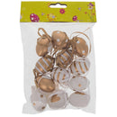 Set of 12 Miniature Gold and White Plastic Easter Egg Ornaments 1.6 Inches