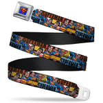 Superman Full Color Blue Seatbelt Belt - SUPERMAN Action Blocks Red/Blue Webbing