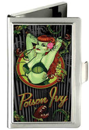 Business Card Holder - SMALL - POISON IVY Bombshell Pose Stripe FCG Black Gray Greens Reds