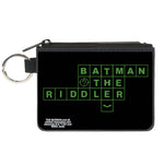 Canvas Zipper Wallet - MINI X-SMALL - The Batman Movie Crossword Puzzle Black Green