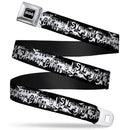 Batman Black Silver Seatbelt Belt - Batman Action Verbiage Black/White Webbing