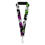 Lanyard - 1.0" - Joker Smiling Harley Quinn Eyes Splatter Black White Purple Green