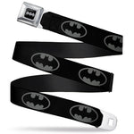 Batman Black Silver Seatbelt Belt - Batman Shield Black/Gray Webbing