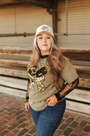 Sequin Camo Bow Graphic Tee