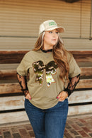 Sequin Camo Bow Graphic Tee