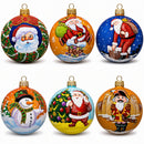 Set of 6 Santa with Gifts, Snowman, Nutcracker Glass Christmas Ornaments