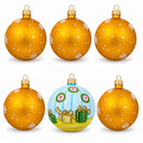 Set of 6 Santa with Gifts, Snowman, Nutcracker Glass Christmas Ornaments