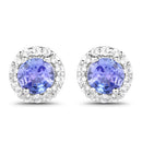 3.77 Carat Genuine Tanzanite and White Topaz .925 Sterling Silver 3 Piece Jewelry Set (Ring, Earrings, and Pendant w/ Chain)