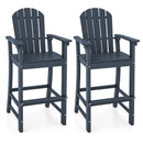Set of 2 Counter Height Outdoor HDPE Bar Stool with Armrests and Footrest