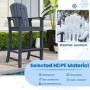 Set of 2 Counter Height Outdoor HDPE Bar Stool with Armrests and Footrest