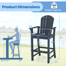 Set of 2 Counter Height Outdoor HDPE Bar Stool with Armrests and Footrest