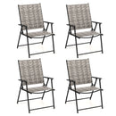 Set of 4 Patio Folding Chairs with Armrests and Portable Lawn Chairs for Garden Backyard-Gray