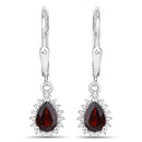 1.88 Carat Genuine Garnet and White Topaz .925 Sterling Silver Jewelry Set