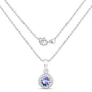1.05 Carat Genuine Tanzanite and White Topaz .925 Sterling Silver Pendant