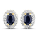 1.96 Carat Genuine Black Blue Sapphire and White Topaz .925 Sterling Silver Jewelry Set