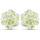 8.04 Carat Genuine Peridot and White Topaz .925 Sterling Silver 3 Piece Jewelry Set (Ring, Earrings, and Pendant w/ Chain)