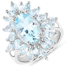 19.18 Carat Genuine Blue Topaz .925 Sterling Silver 3 Piece Jewelry Set (Ring, Earrings, and Pendant w/ Chain)